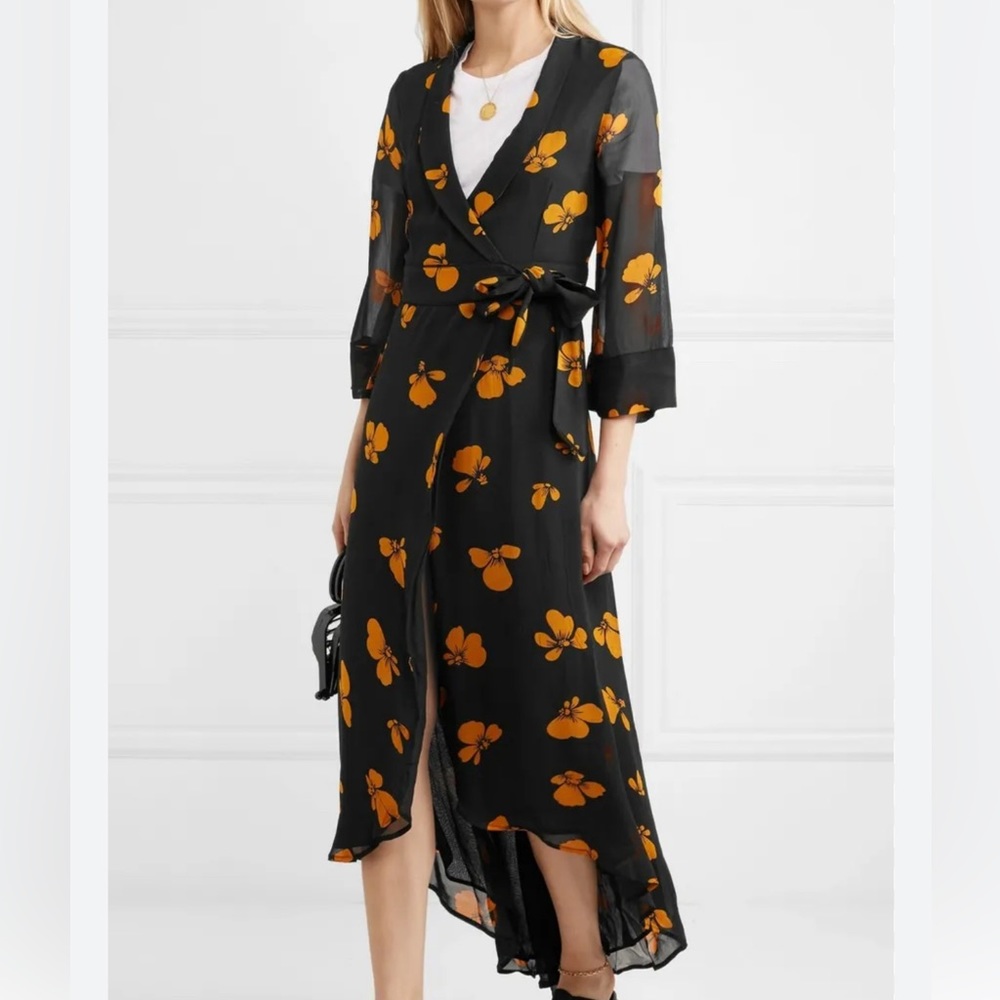 Ganni floral wrap dress